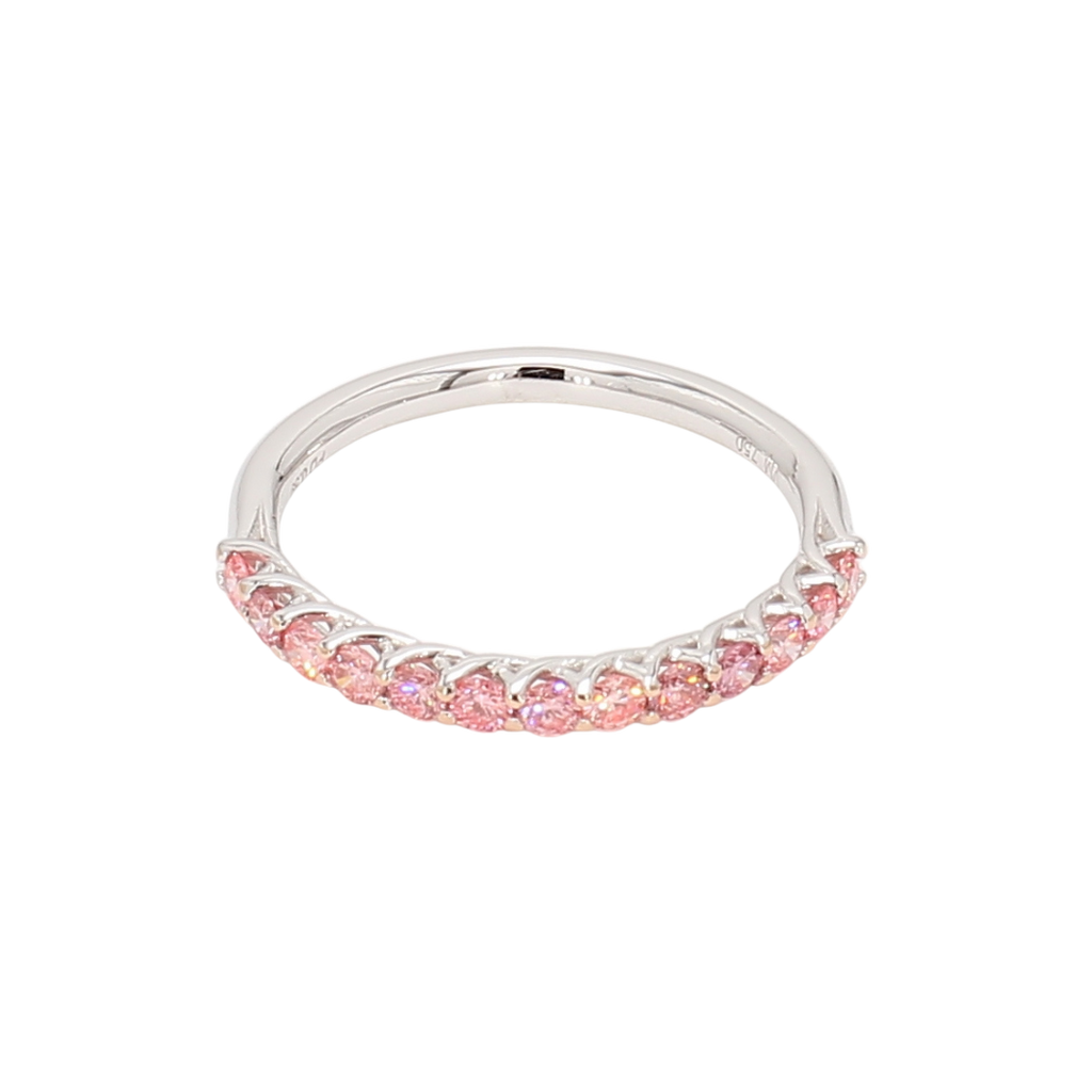 0.59卡半圈透光設計粉鑽排戒（86637）