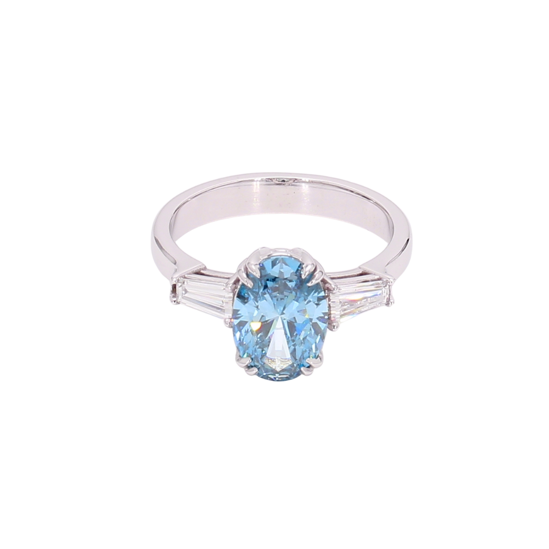 2.06卡橢圓形培育藍鑽戒指（Y015555)