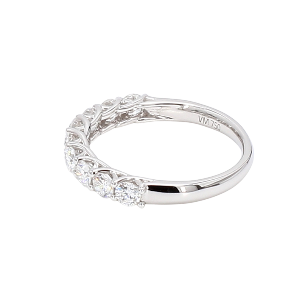 18K白金半圈透光設計排鑽戒指