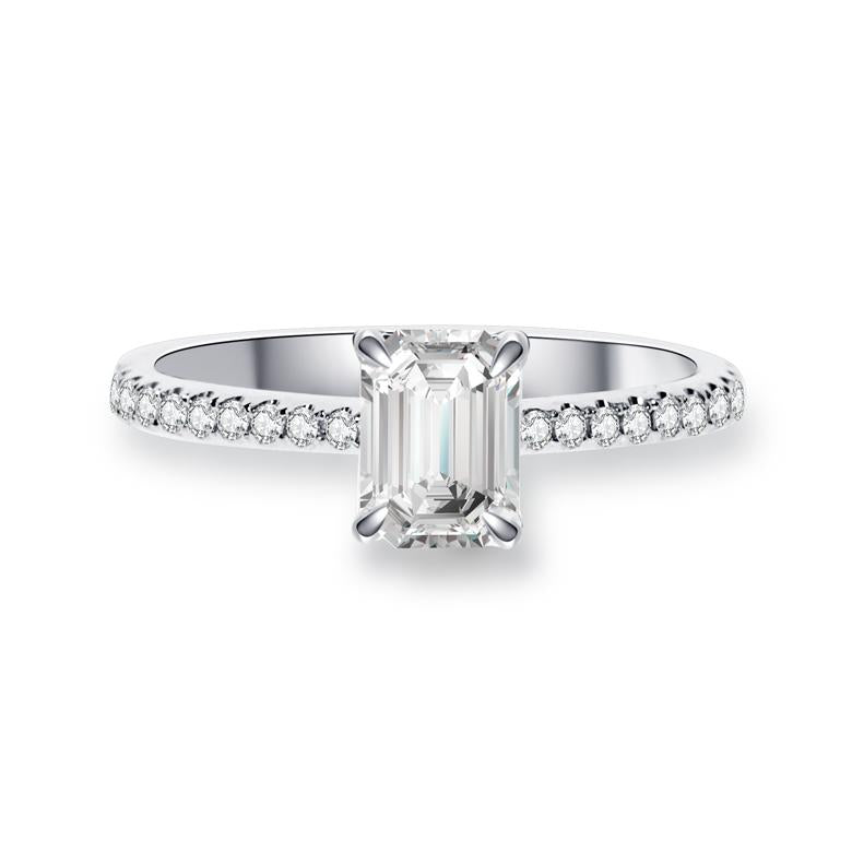 祖母綠形培育鑽石戒指托(款號R7)