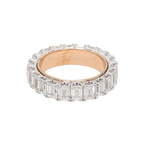 6.07卡雙色金珠邊祖母綠形排鑽戒指（86051）