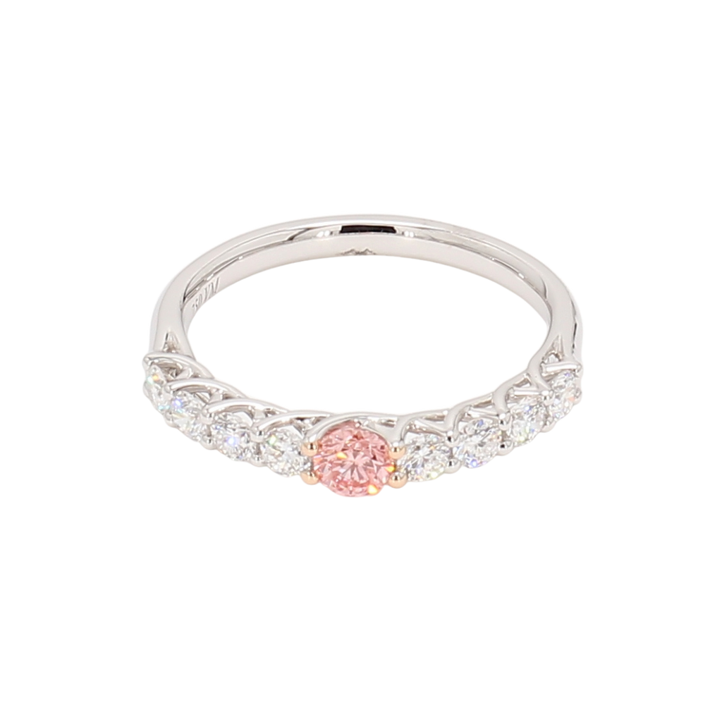 0.46卡半圈透光設計培育粉鑽排戒（86643）