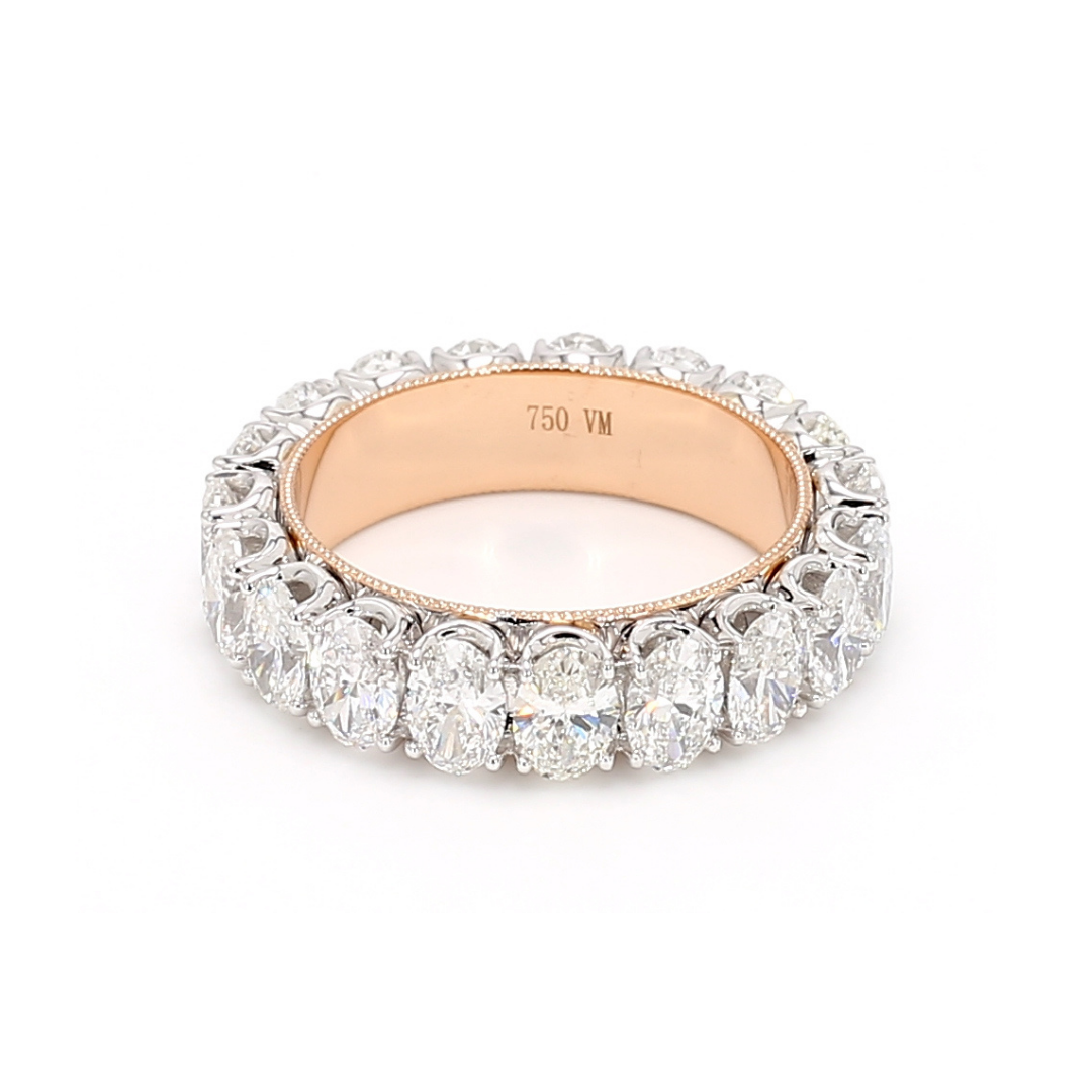 4.56卡雙色金珠邊橢圓形培育鑽石排戒(86052)