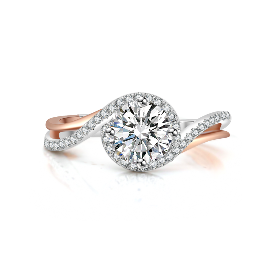 玫瑰金白金雙色培育鑽石戒指托(款號R475)