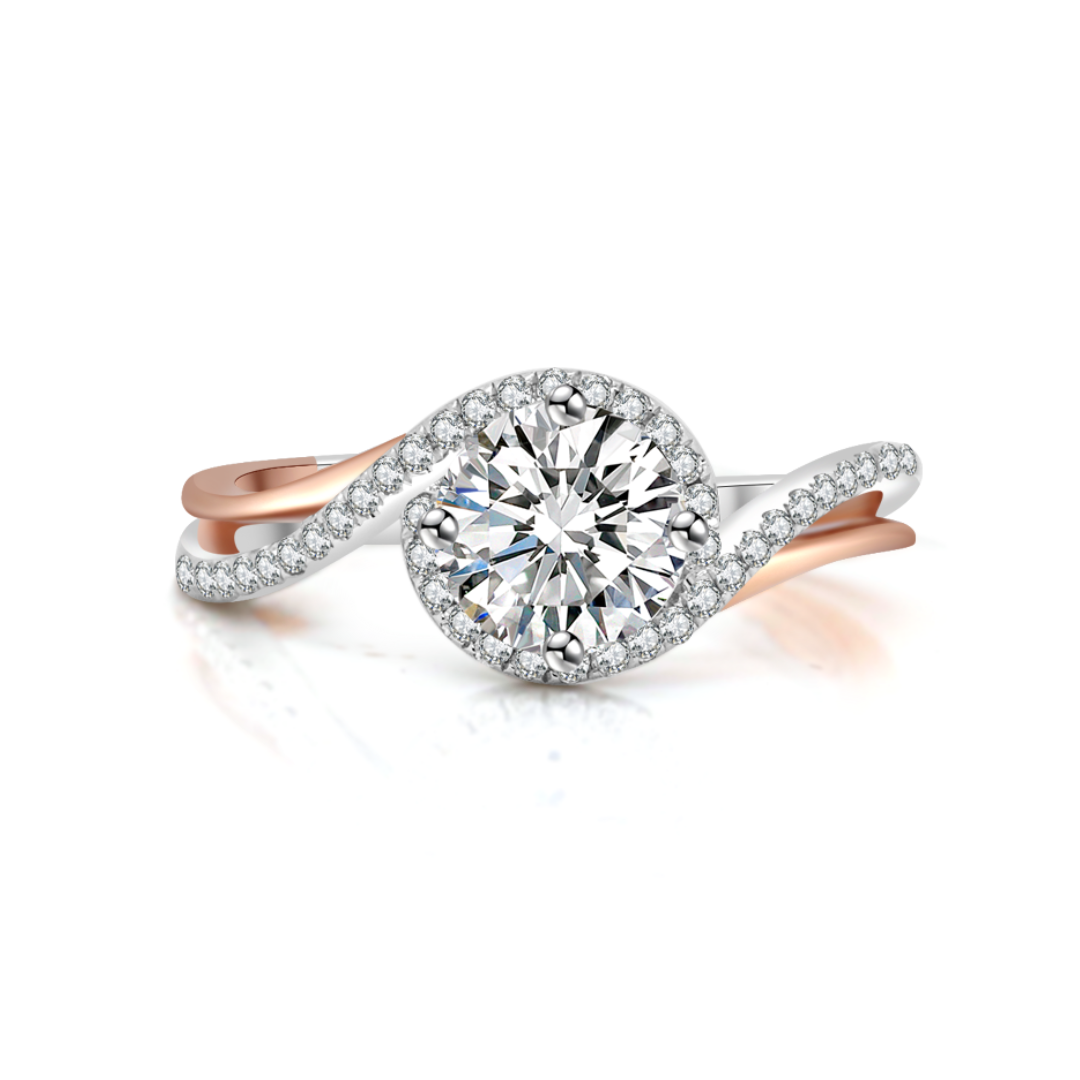 玫瑰金白金雙色培育鑽石戒指托(款號R475)