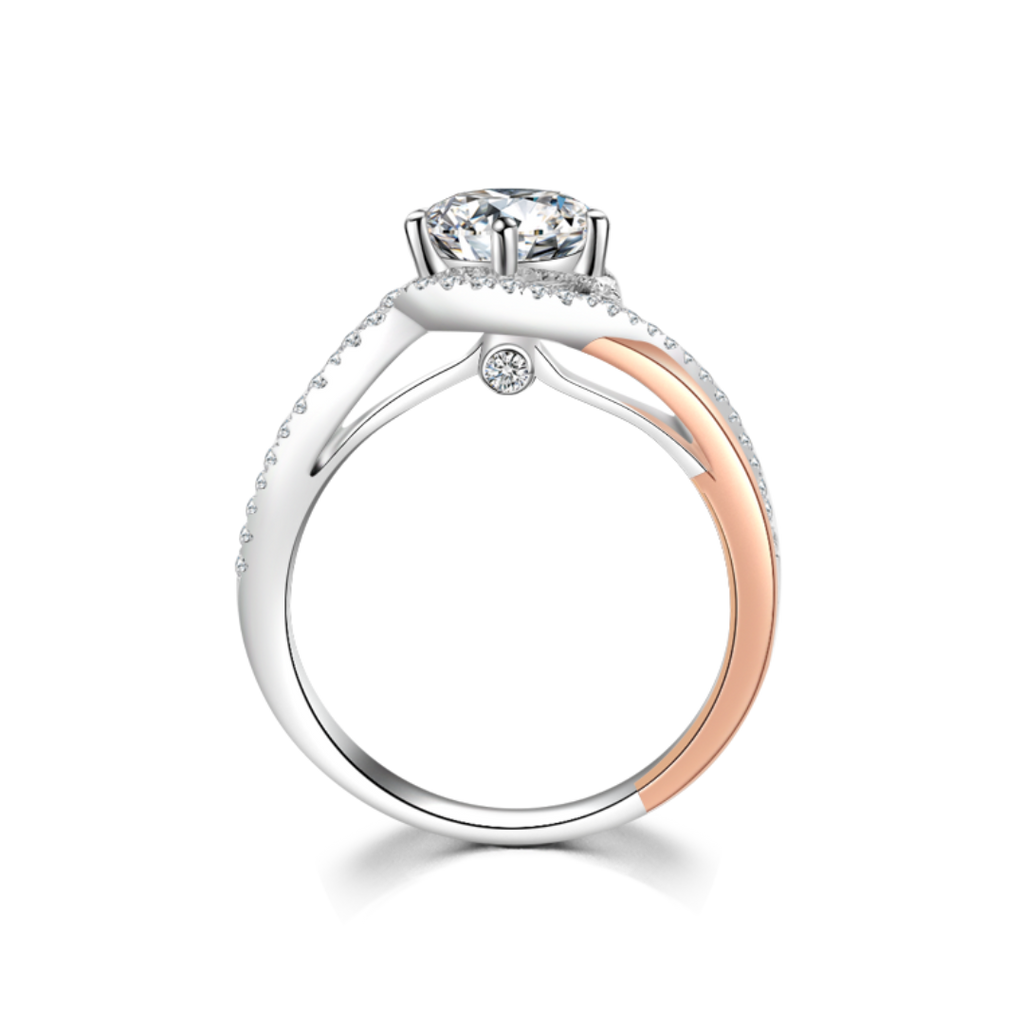 玫瑰金白金雙色培育鑽石戒指托(款號R475)