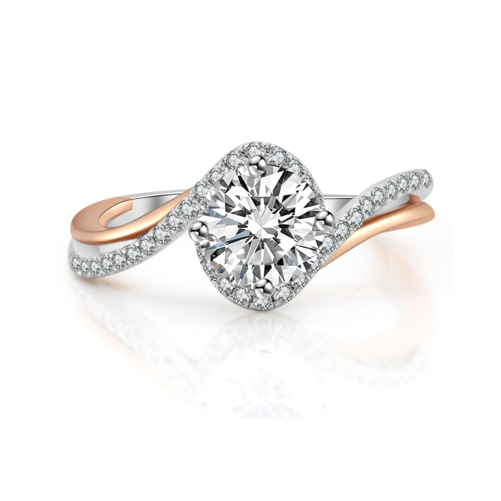 玫瑰金白金雙色鑽石戒指托(款號 R451)