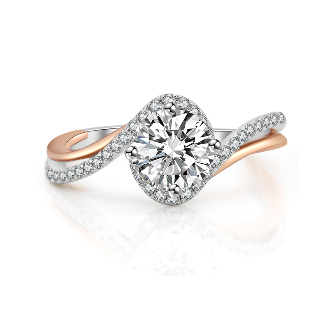 玫瑰金白金雙色鑽石戒指托(款號 R451)