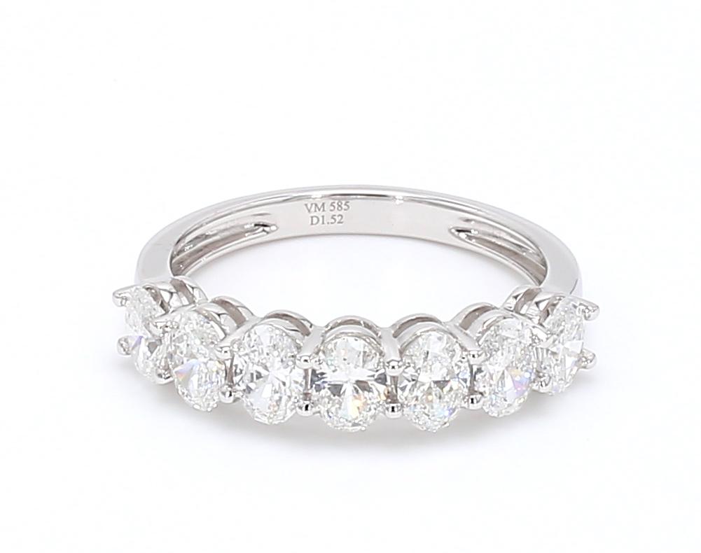 14K白金半圈橢圓形排鑽戒指