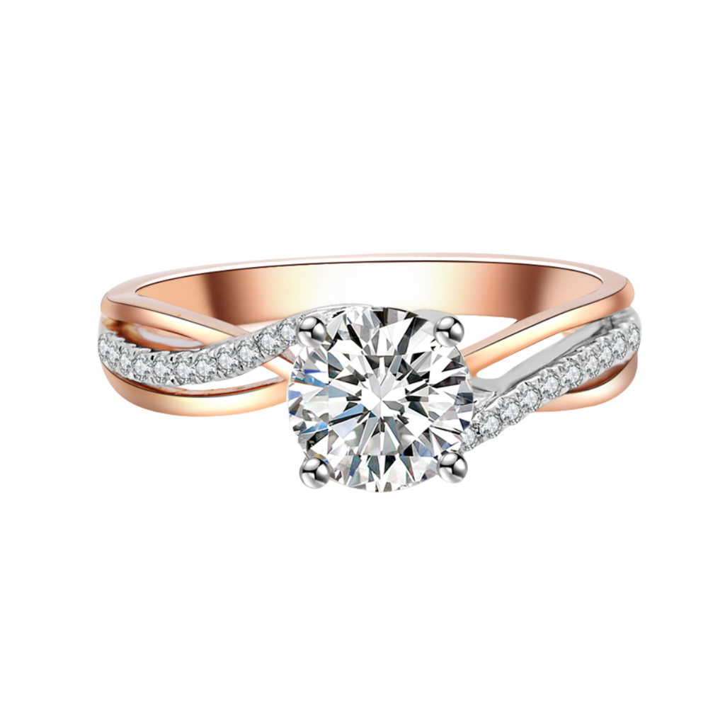 玫瑰金白金雙色鑽石戒指托(款號R450)