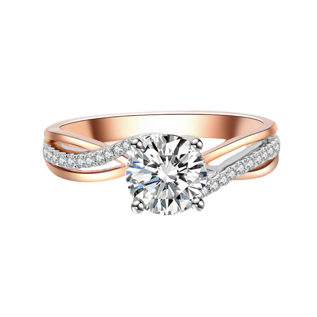 玫瑰金白金雙色鑽石戒指托(款號R450)