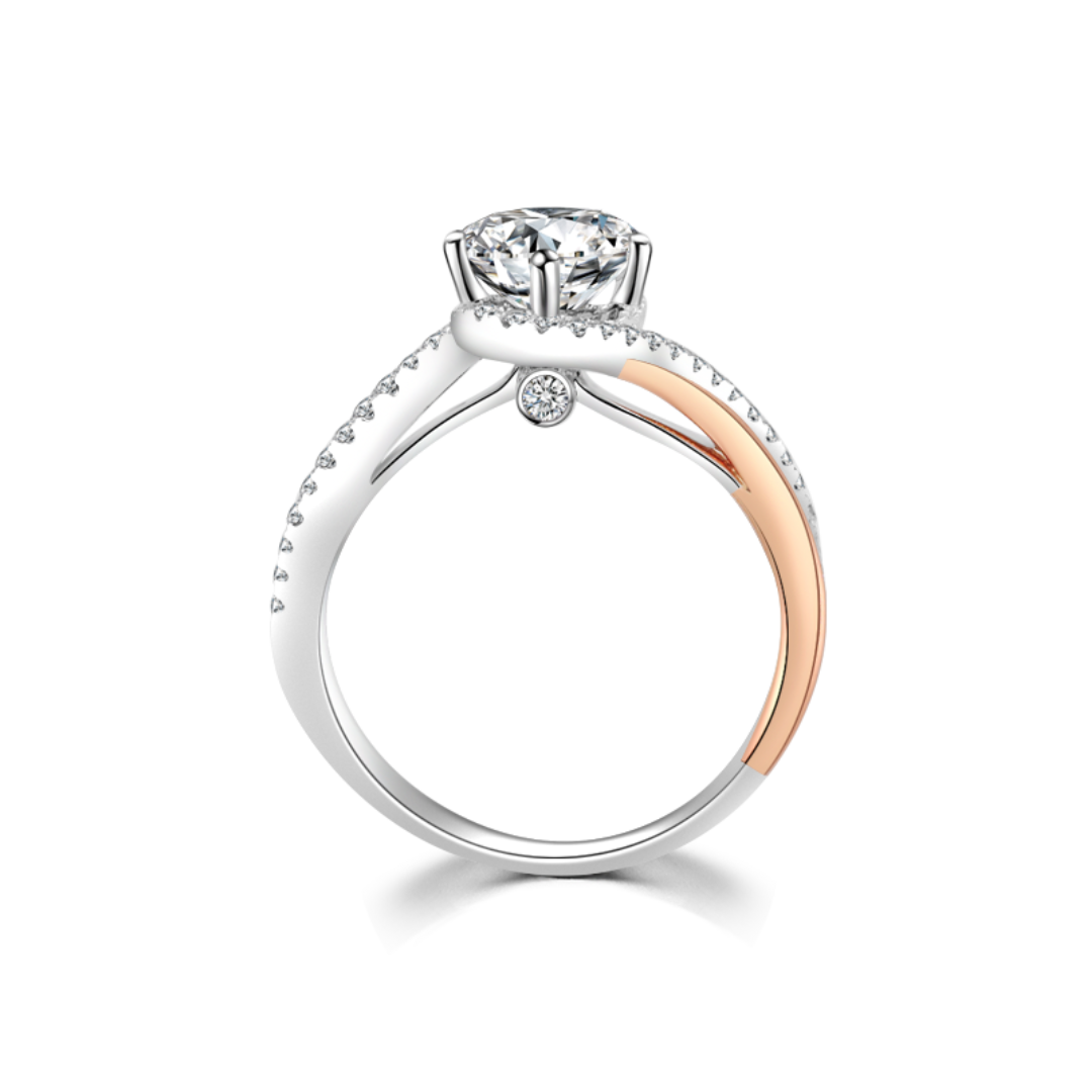 玫瑰金白金雙色鑽石戒指托(款號 R451)