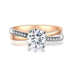 玫瑰金白金雙色鑽石戒指托(款號R202)