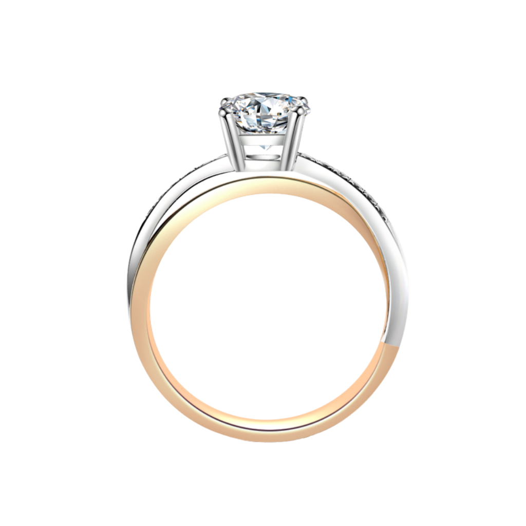 玫瑰金白金雙色鑽石戒指托(款號R202)