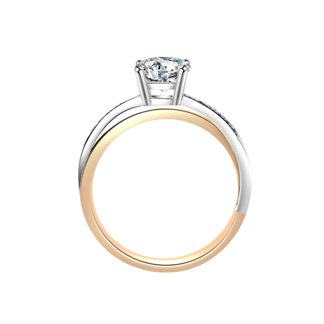 玫瑰金白金雙色鑽石戒指托(款號R202)