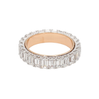 4.3卡雙色金珠邊祖母綠形排鑽戒指（86054）