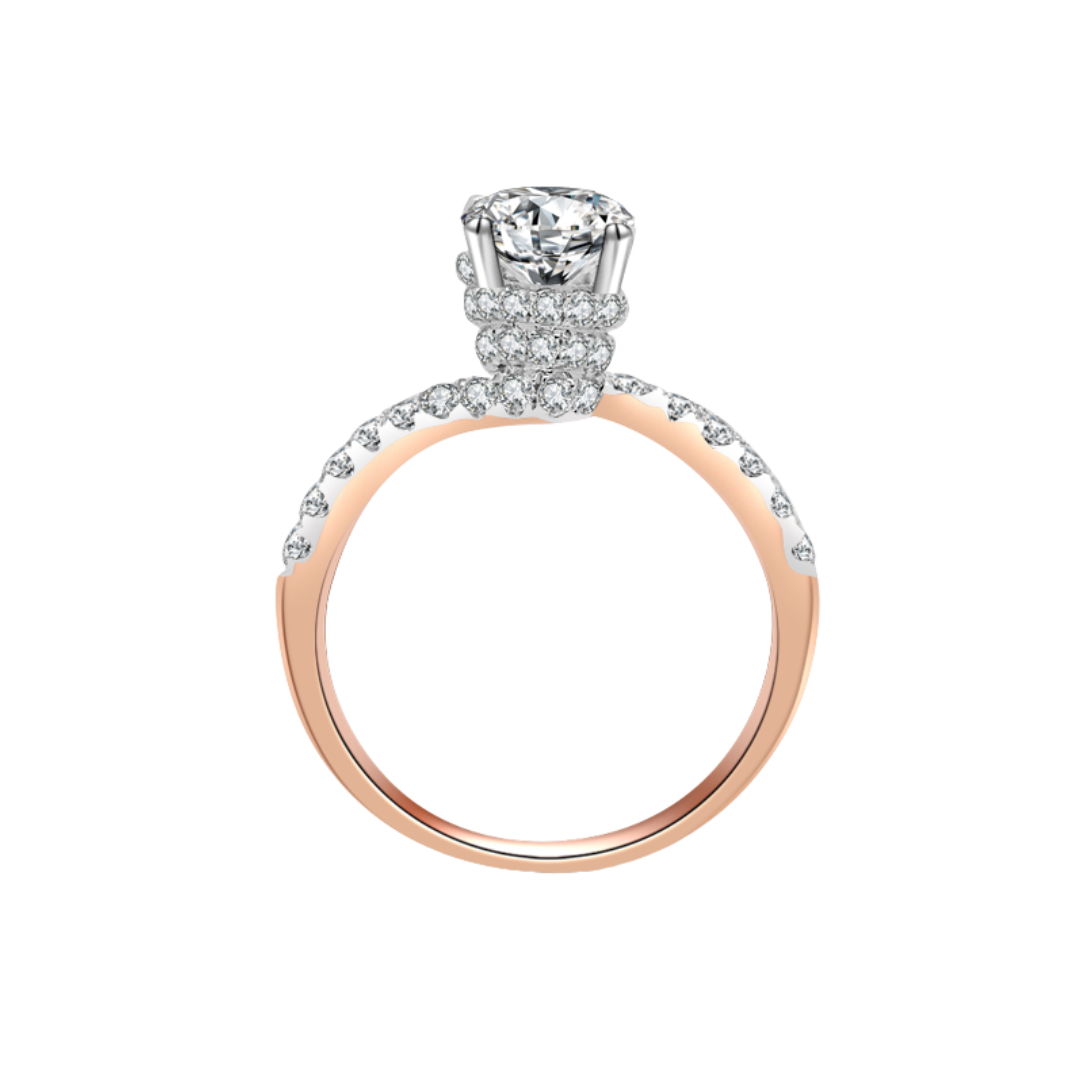 玫瑰金鑽石戒指托(款號R452)