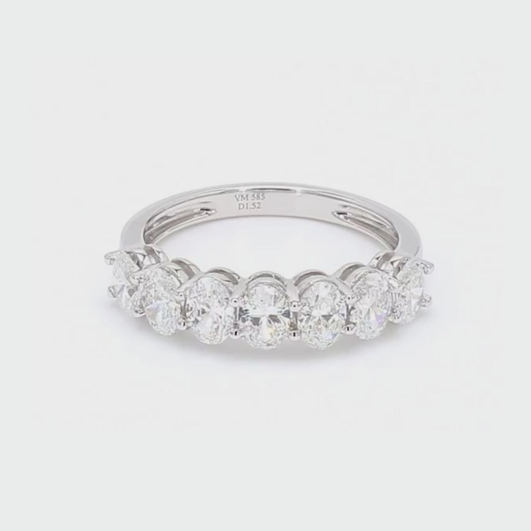 14K White Gold Half-Eternity Oval Diamond Ring