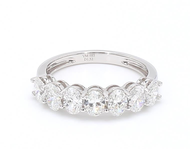 14K白金半圈橢圓形排鑽戒指
