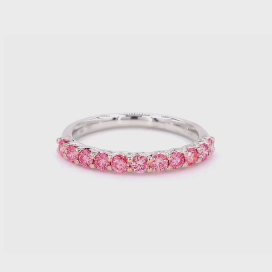 0.56ct半圈透光設計粉鑽排戒（86638）