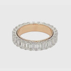 4.3卡雙色金珠邊祖母綠形排鑽戒指（86054）