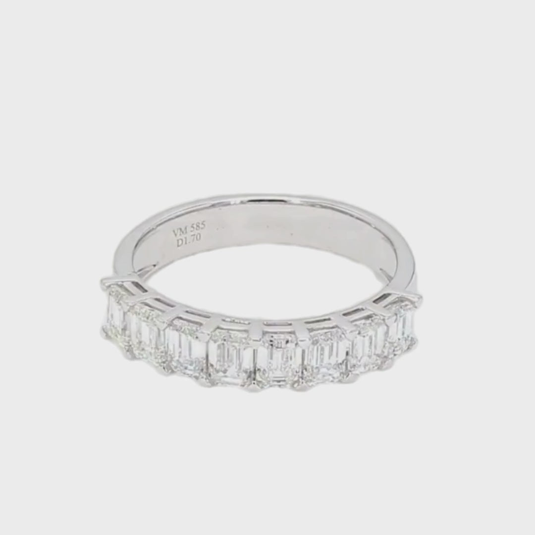 1.7卡半圈祖母綠形排鑽戒指（85794）